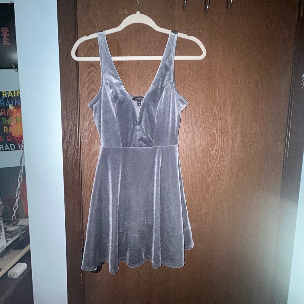 Grey Velvet Dress